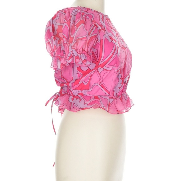 Show Me Your Mumu Pink Valentines Heart Print Daiquiri Peplum Blouse M - Picture 11 of 11